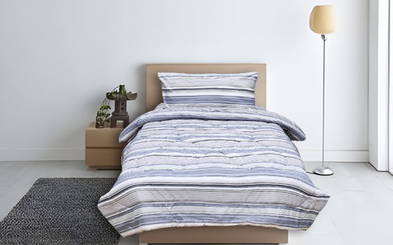 Armada Printed & Velvet Comforter Bedding Set 3 PCS - Single White & Grey