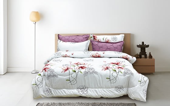Armada Printed Comforter Bedding Set 6 PCS - King White