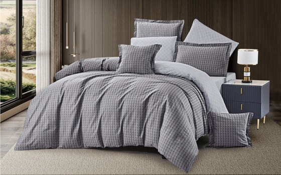 Tamara Cotton Double Face Comforter Bedding Set 4 PCS - Single Grey