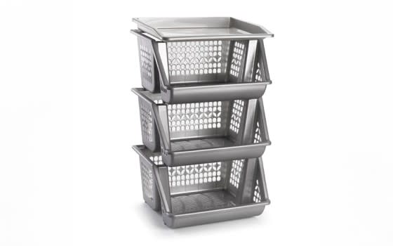 Plastic Forte Stackable 3 Tiers Vegetable & Tray - Silver