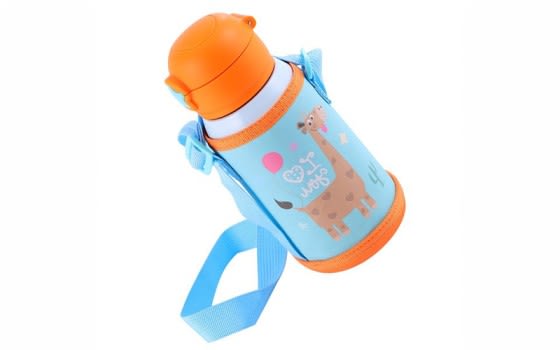 Multi-Lid Stainless Steel Water Bottle With Holder - 1 Pc