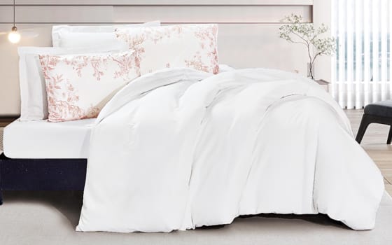 Cathy Jacquard Quilt Cover Bedding Set Whitout Filling 4 Pcs - Single White