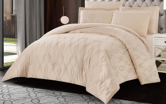 Valencia Jacquard Comforter Bedding Set 6 PCS - King Beige