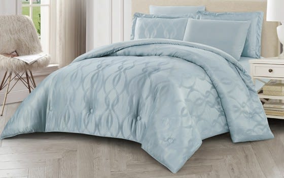 Valencia Jacquard Comforter Bedding Set 6 PCS - King Turquoise