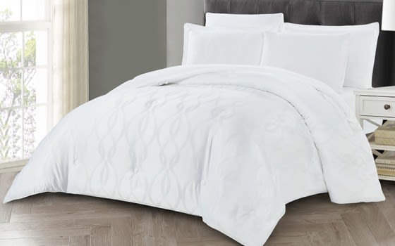 Valencia Jacquard Comforter Bedding Set 6 PCS - King White