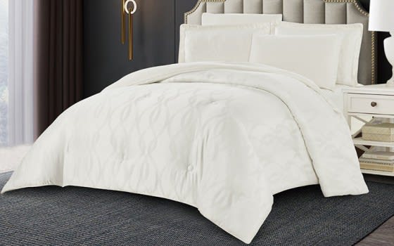 Valencia  Jacquard Comforter Bedding Set 6 PCS - King Cream