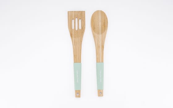 Wooden Cooking Spoons 2 Pc- Turquoise