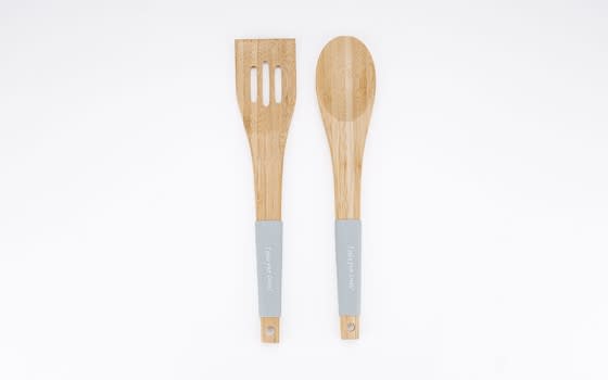 Wooden Cooking Spoons 2 Pc - Grey