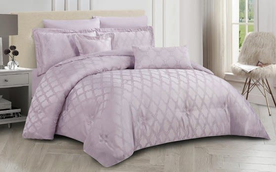 Indira Jacquard Wedding Comforter Bedding Set 8 PCS - King L.Purple