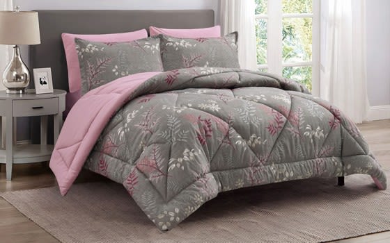 Stellar Printed Comforter Bedding Set 4 PCS - Single L.Grey