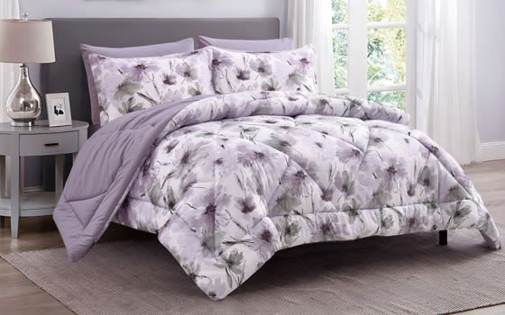 Stellar Printed Comforter Bedding Set 4 PCS - Single Purple