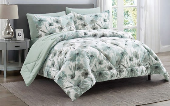 Stellar Printed Comforter Bedding Set 4 PCS - Single Green