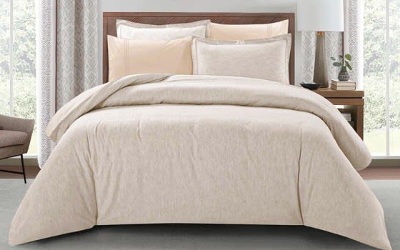 Lamer Cotton Comforter Bedding Set 6 PCS -  King Beige