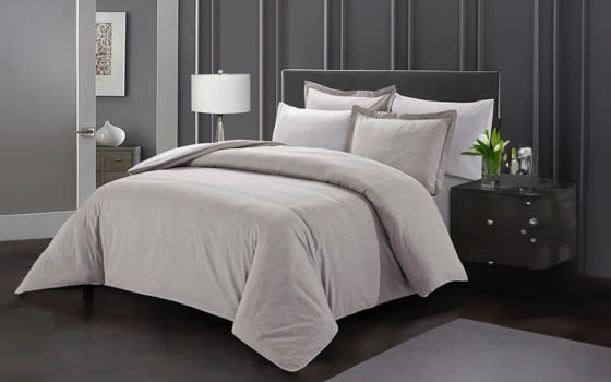 Lamer Cotton Comforter Bedding Set 6 PCS -  King L.Grey