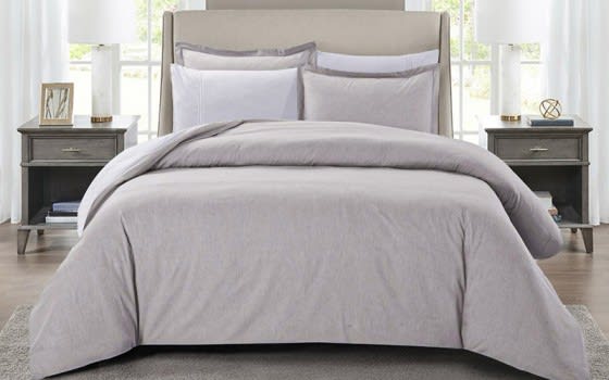 Lamer Cotton Comforter Bedding Set 6 PCS -  King L.Grey
