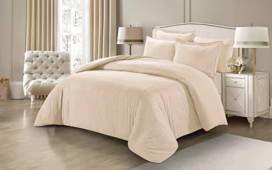 Lamer Cotton Comforter Bedding Set 6 PCS -  King Cream