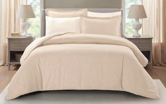Lamer Cotton Comforter Bedding Set 6 PCS -  King Cream