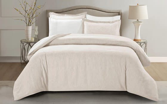 Lamer Cotton Comforter Bedding Set 6 PCS -  King Off White