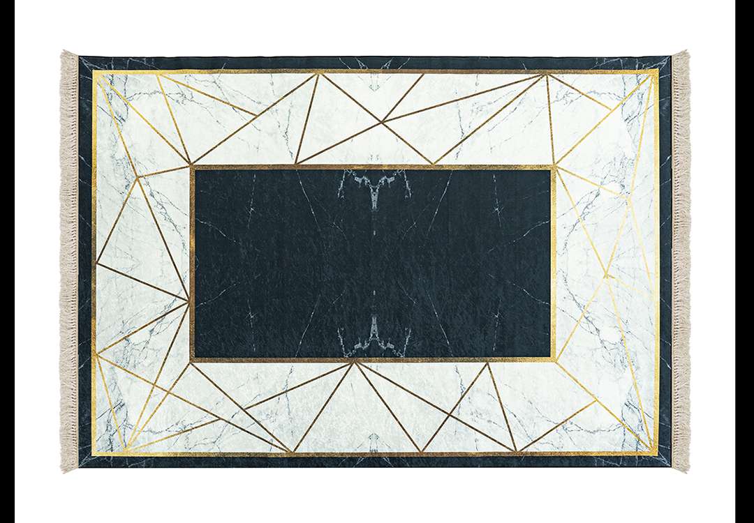 Armada Waterproof Carpet -( 180 X 280 ) Black & Gold & White