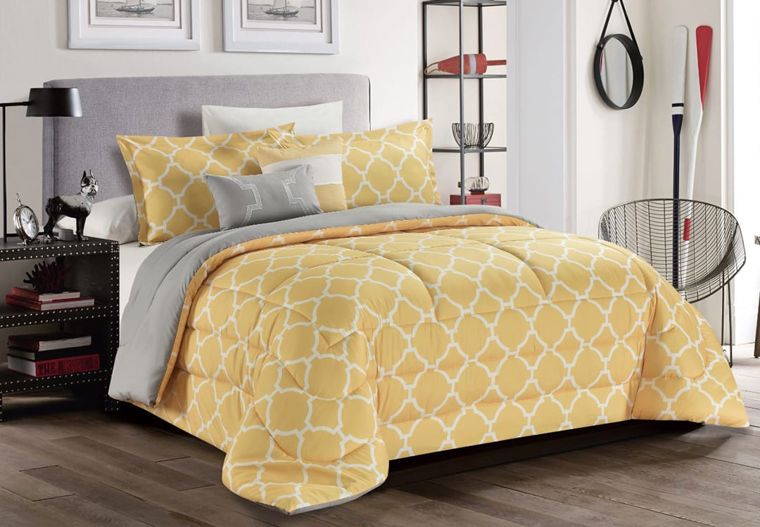 Valentini Curve Comforter Set 8 PCS - King Yellow