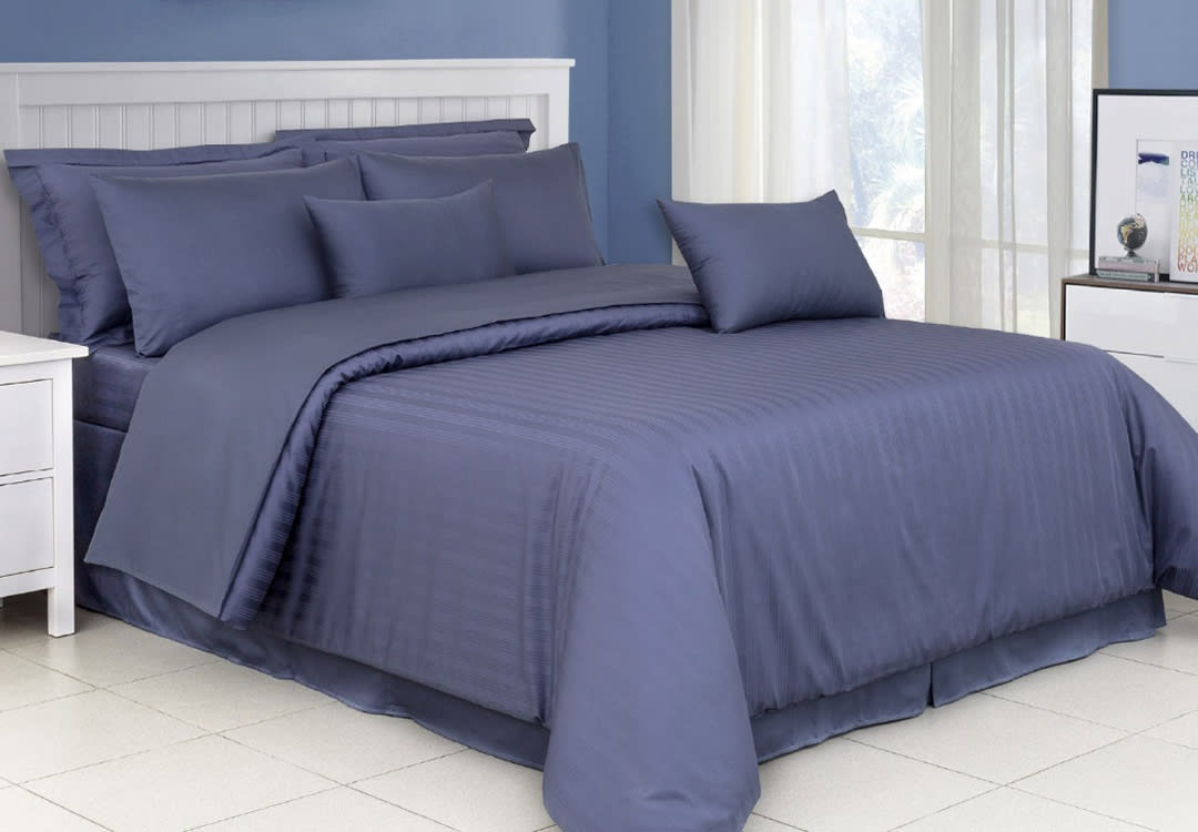Cannon Luxury Quilt Cover Cotton Set 4 PCS - King Navy ( 400 Th )