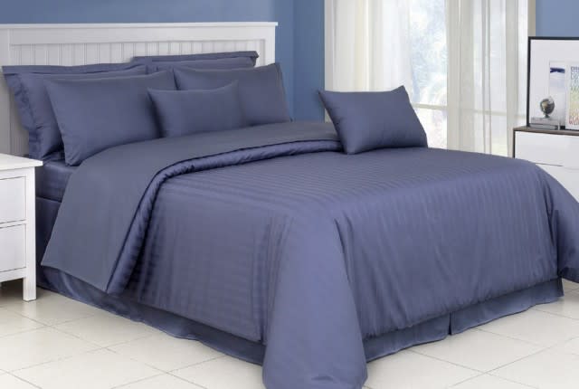 Cannon Luxury Quilt Cover Cotton Set 4 PCS - King Navy ( 400 Th )