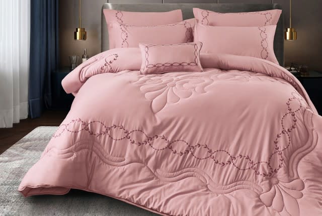 Jada Embroidery Cotton Comforter Set 7 PCS - King Pink