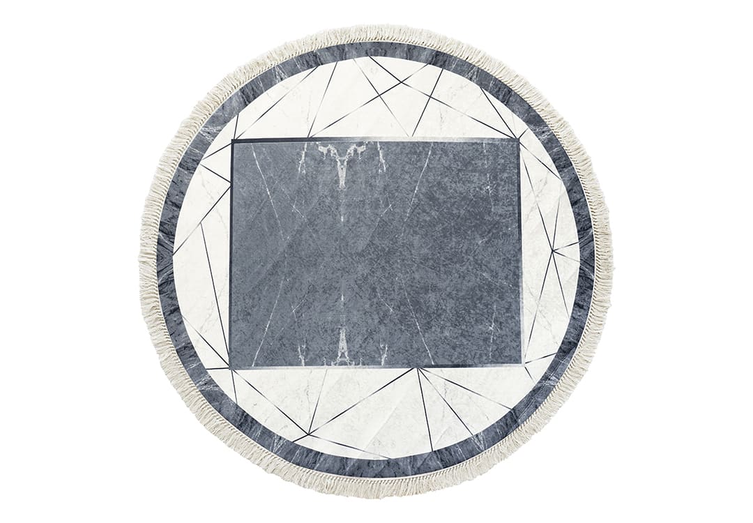 سجادة دائري عازل للماء من أرمادا - ( 160 × 160 ) سم أوف وايت و رمادي
