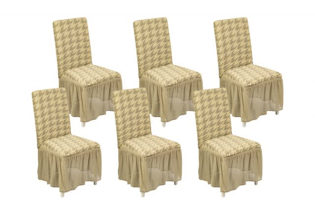 Stretch Chair Cover Set  Set 6 PCS  - Camel