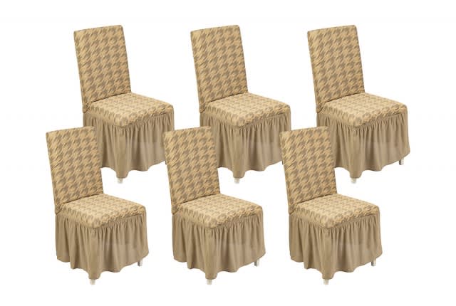 Stretch Chair Cover Set  Set 6 PCS  - Caramel