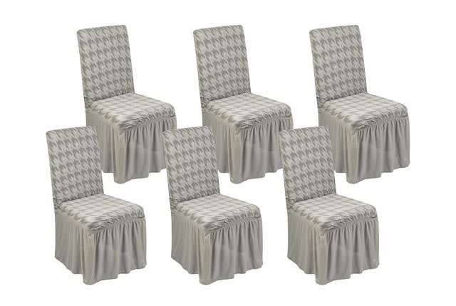 Stretch Chair Cover Set  Set 6 PCS  - Gray