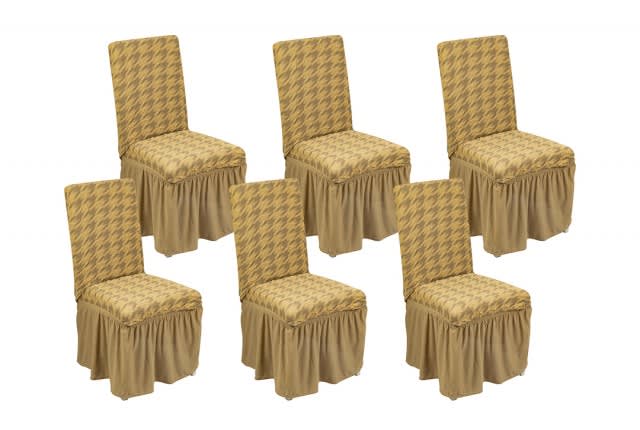 Stretch Chair Cover Set  Set 6 PCS  - Grey & Orange