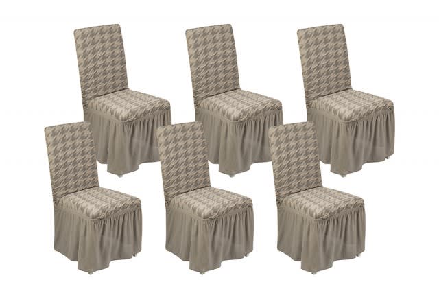 Stretch Chair Cover Set  Set 6 PCS  - Dark Gray