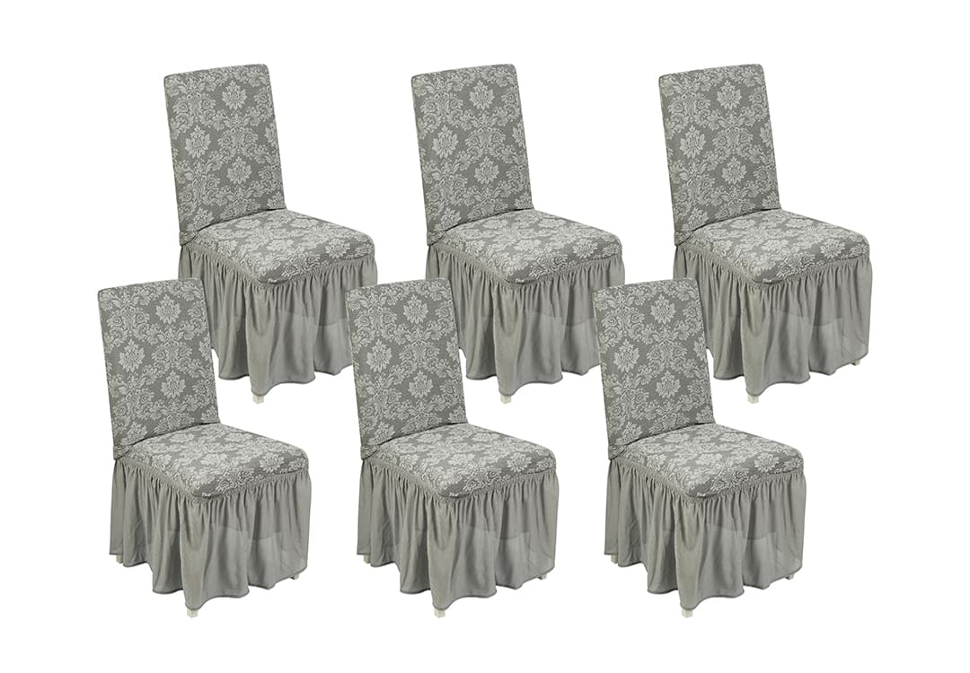 Stretch Chair Cover Set  Set 6 PCS  - Gray