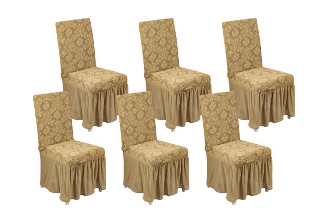 Stretch Chair Cover Set  Set 6 PCS  - Gray Orange