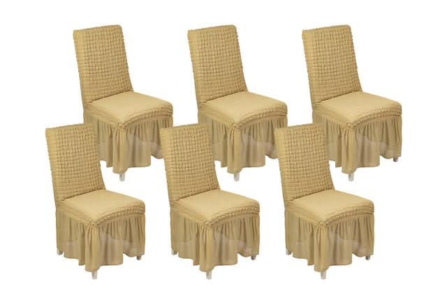 Stretch Chair Cover Set 6 PCS  - Camel