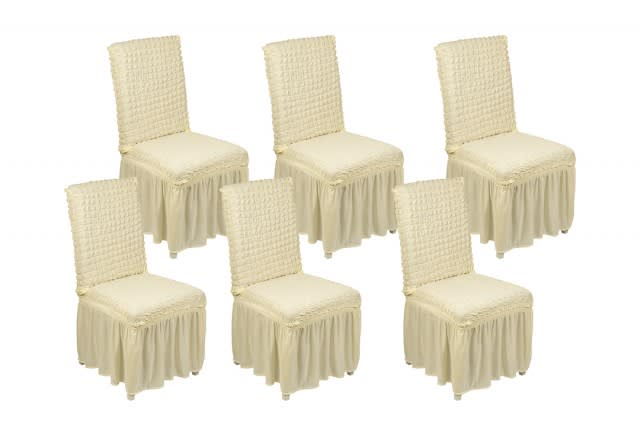 Stretch Chair Cover Set 6 PCS - Cream