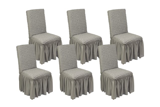Stretch Chair Cover Set 6 PCS  - Gray