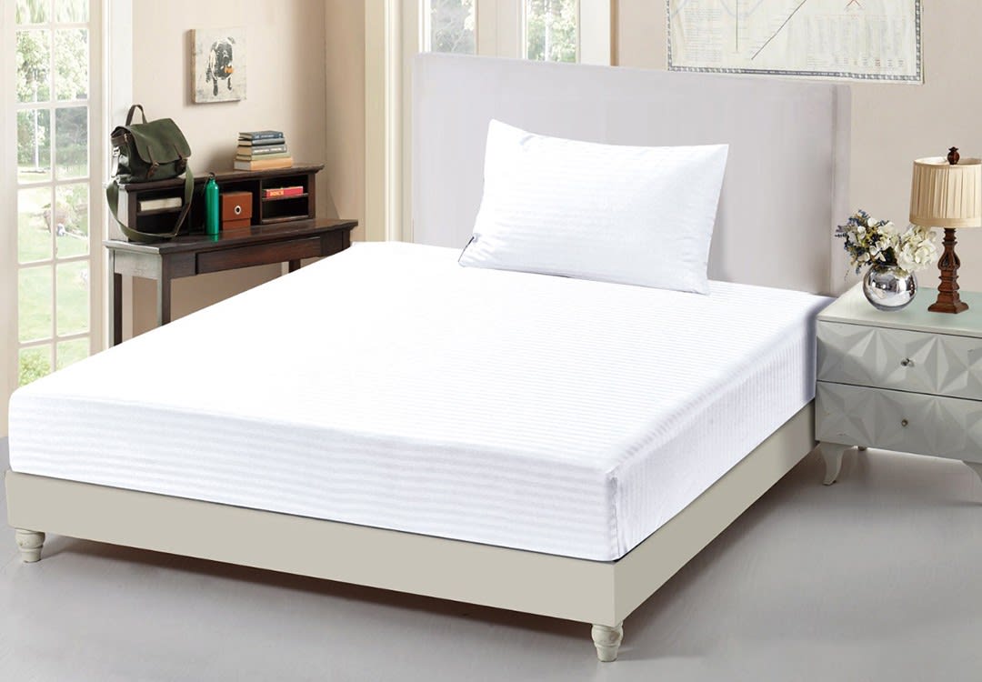 Valentini Hotel Stripe BedSheet Set 2 PCS - Single White