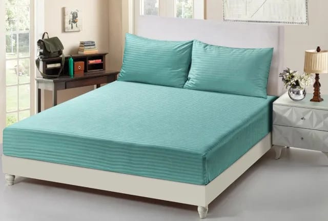 Valentini Hotel Stripe Fitted Bedsheet Set 2 PCS - Single Green