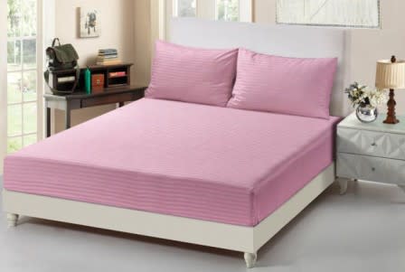 Valentini Hotel Stripe Fitted Bedsheet Set 2 PCS - Single Tea Rose