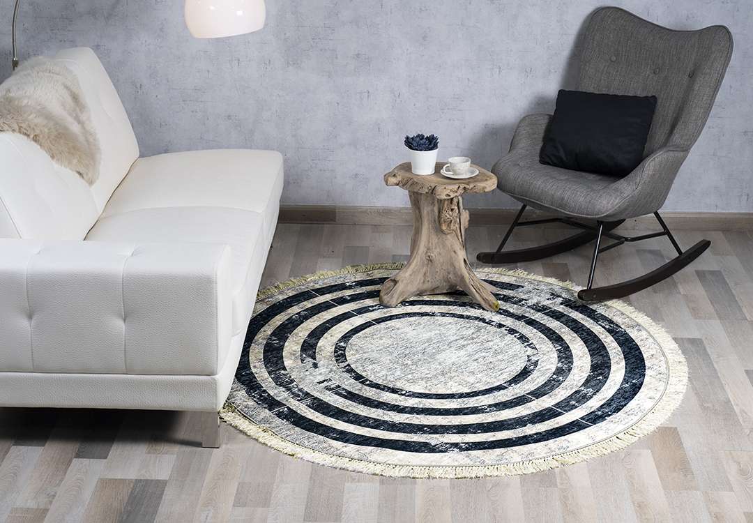 Armada WaterProof Carpet - ( 160 × 160 ) cm  - L.Grey & Black
