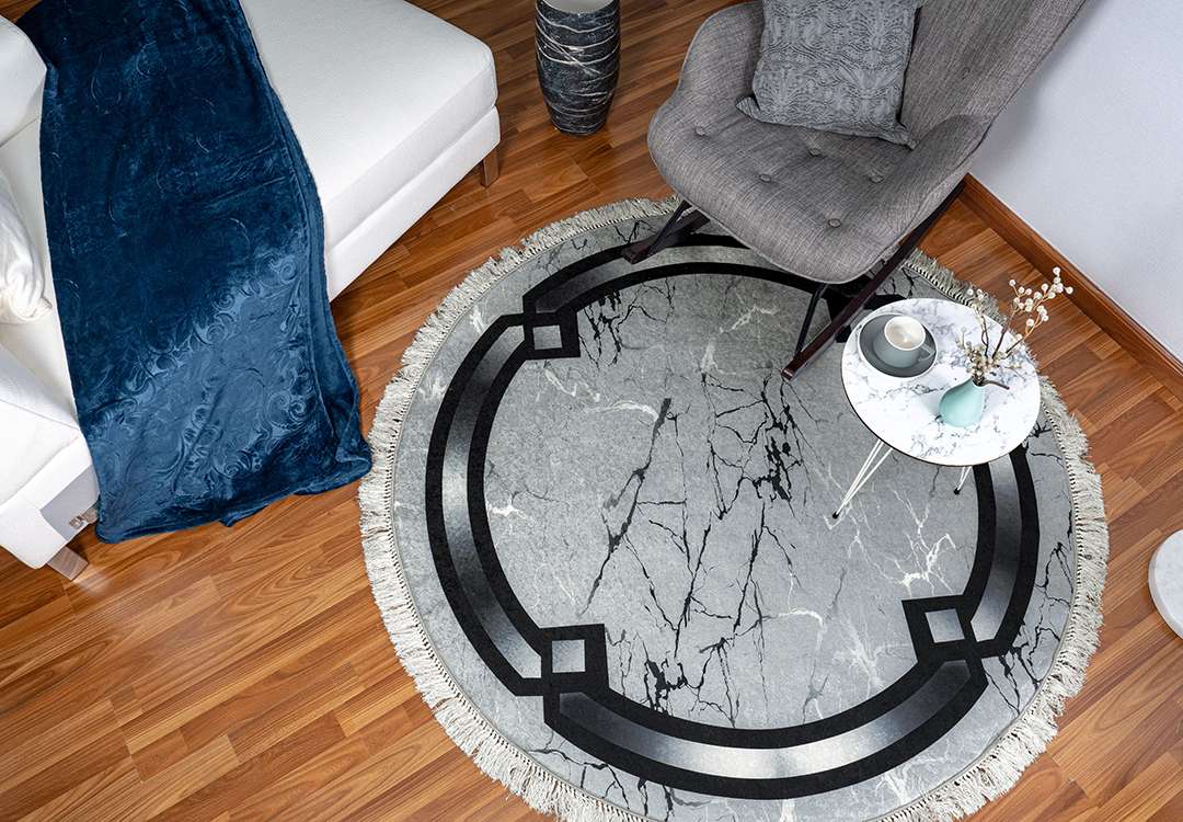 Armada WaterProof Carpet - ( 160 × 160 ) cm  - Silver & Black
