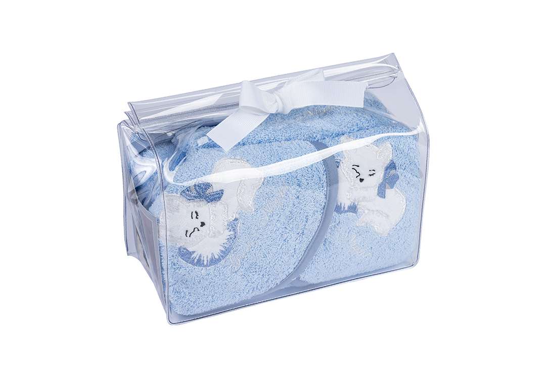 Cannon Towel Set Baby With Hood 4 PCS - Cotton Blue