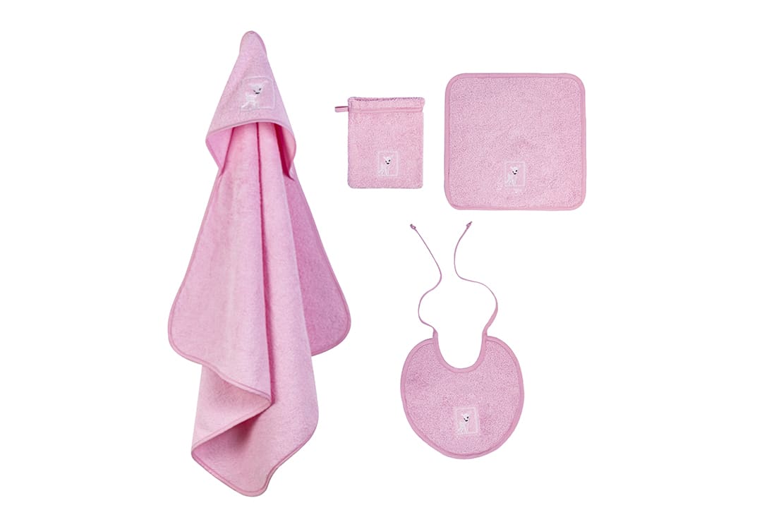 Cannon Towel Set Baby With Hood 4 PCS - Cotton Pink