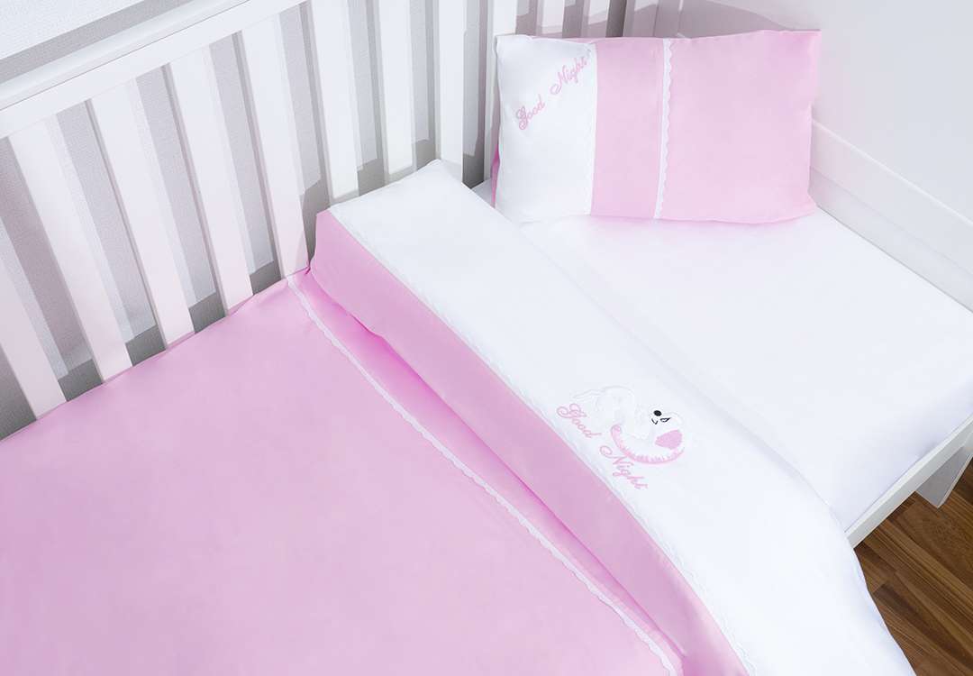 Cannon Duvet Cover Set Without Filling 3 PCS - Baby Pink & White