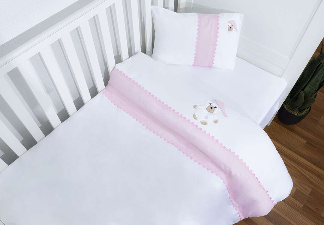 Cannon Duvet Cover Set Without filling 3 PCS - Baby White & Pink