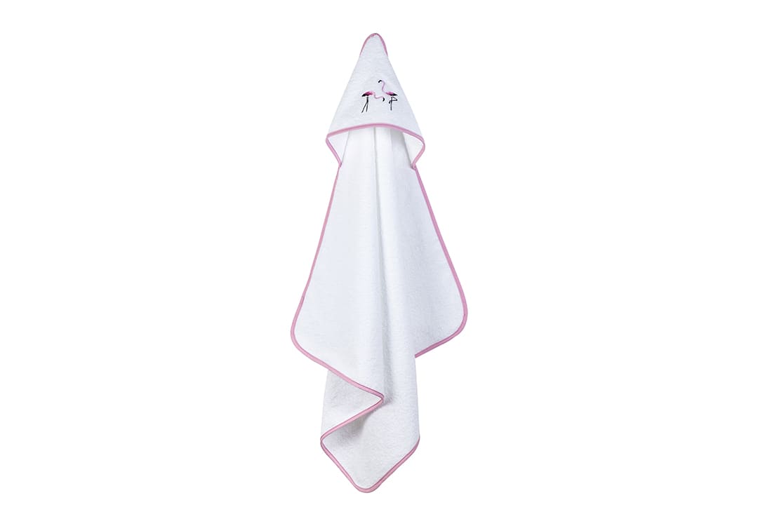 Cannon Towel Baby With Hood 1 PC - Cotton White & Pink