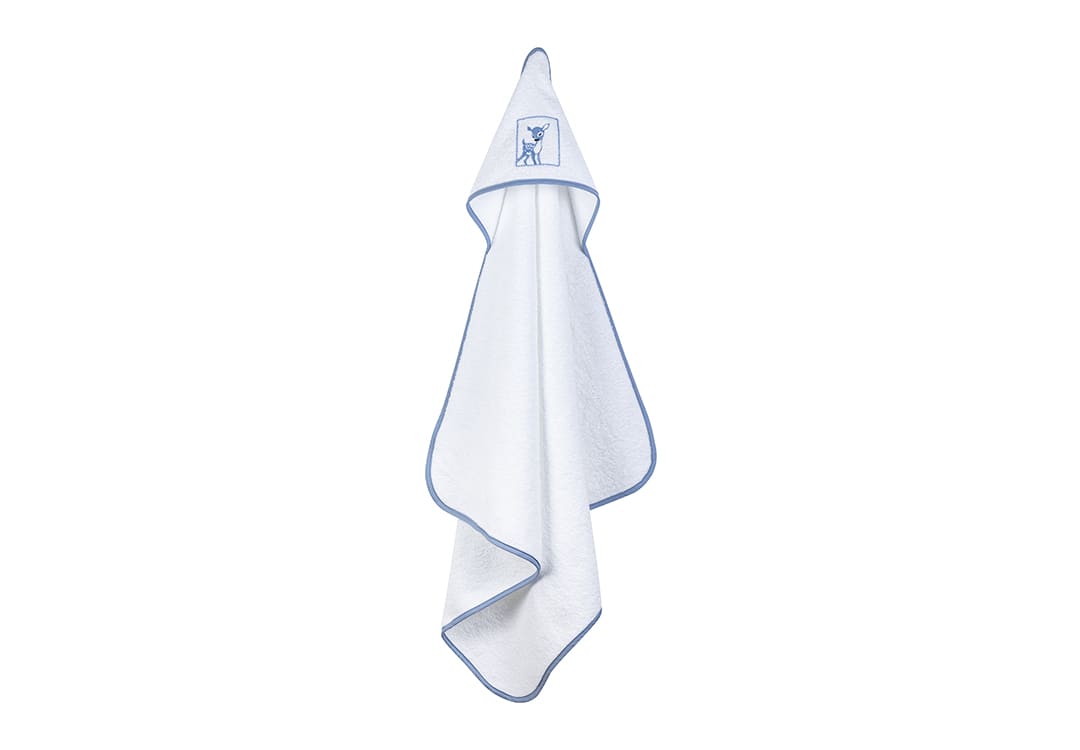 Cannon Baby Towel With Hood 1 PC - Cotton White & Blue