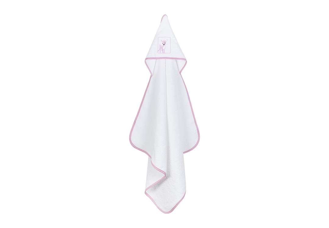 Cannon Baby Towel With Hood 1 PC - Cotton White & Pink